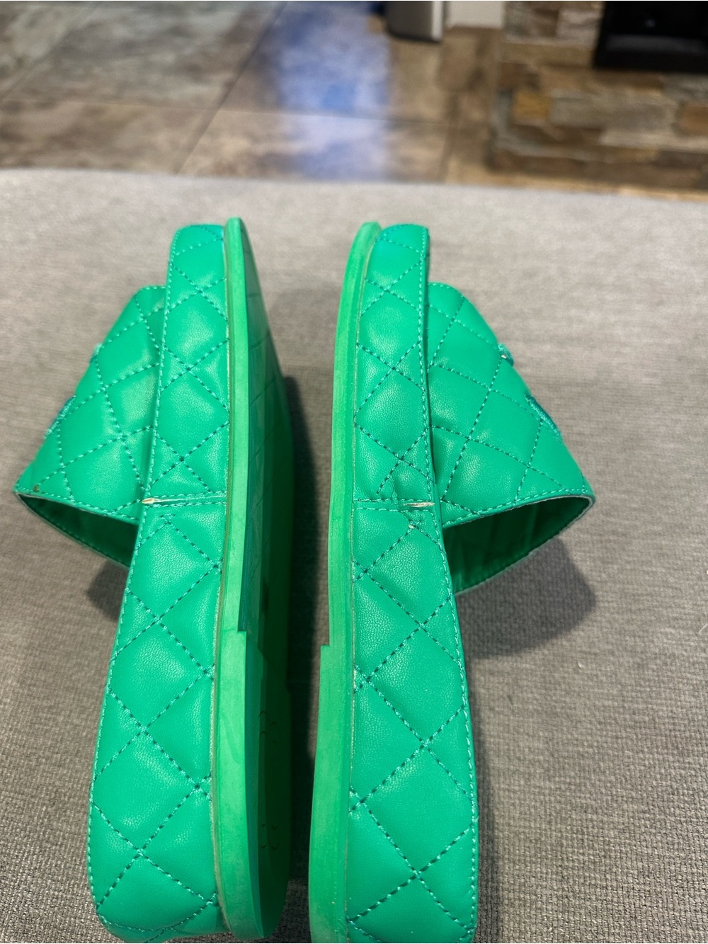 Quilted Slide Sandals - Green size 36 - Picture 6 of 9
